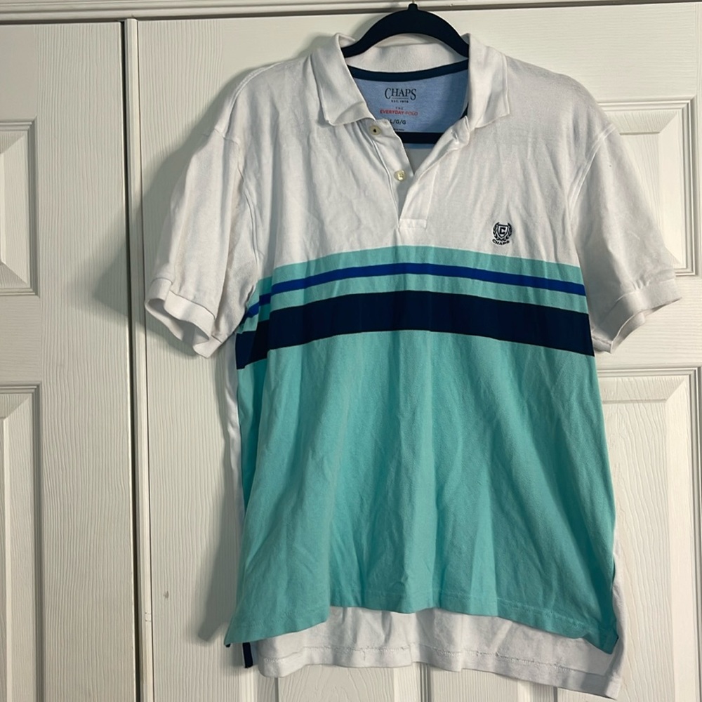 Chaps Men’s long sleeve Polo Shirt. Size Large